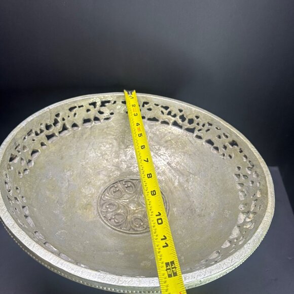 Vtg Pearlecent Accent Compote Bowl Centerpiece Pedestal Home Decor 7" T 12" DIA - Picture 10 of 16